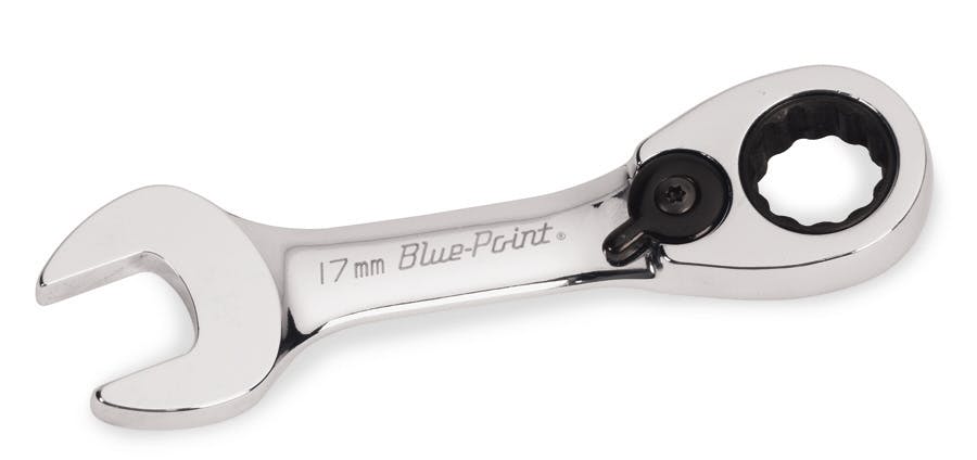 17 mm 12-Point Metric 15° Offset Short Ratcheting Combination Wrench (Blue-Point®) | BOERMS17 17 mm 12-Point Metric 15° Offset Short Ratcheting Combination Wrench (Blue-Point®) | BOERMS17